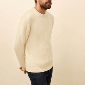 Faherty Heirloom Bone Crewneck Sweater XL NEW Ivory Organic Cotton Long Sleeve